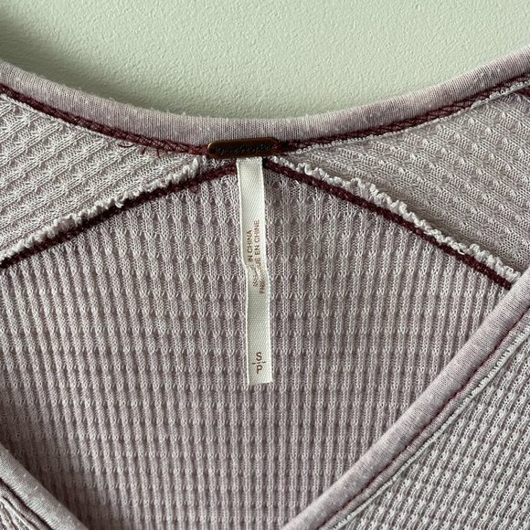 Free People Pacific Drippy Waffle Knit Thermal Tunic Plunging Top Purple Small - Picture 8 of 8